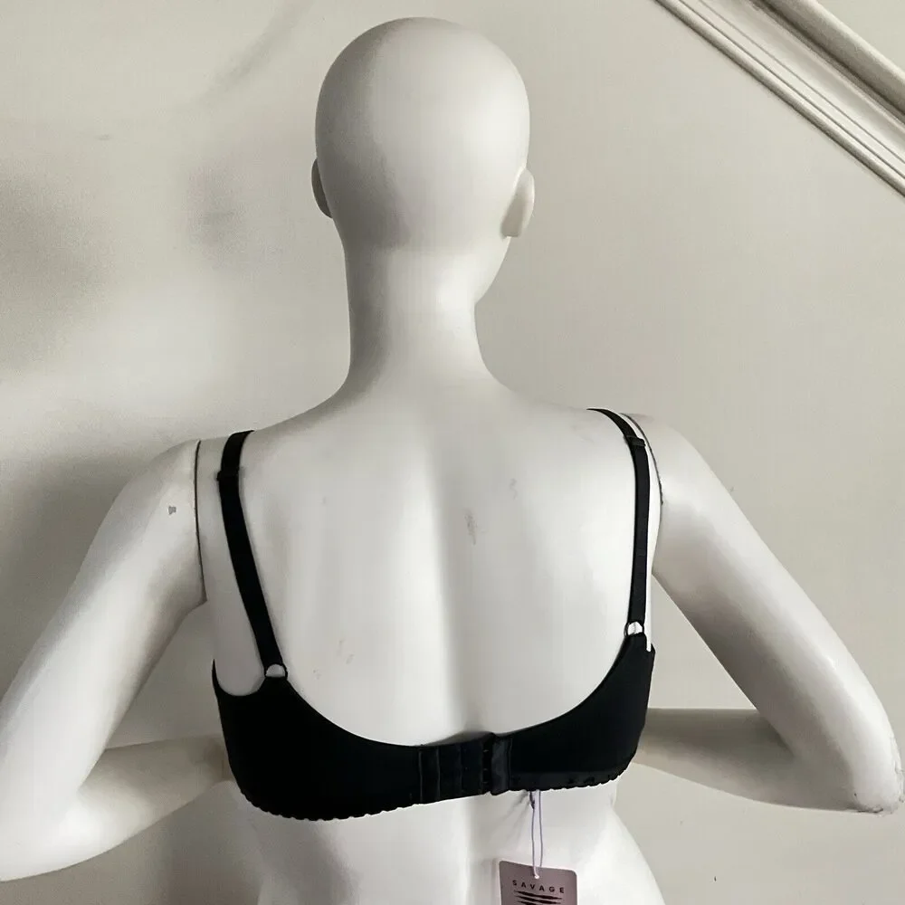 Savage X Fenty Cotton Jersey Bra 38D Black Unlined Underwire NWT